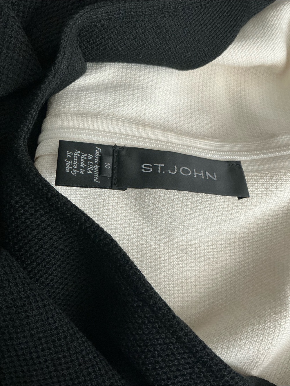 St. John Black & Ivory Colorblock Wool Knit Sheath Dress – Size 10 - Picture 11 of 12